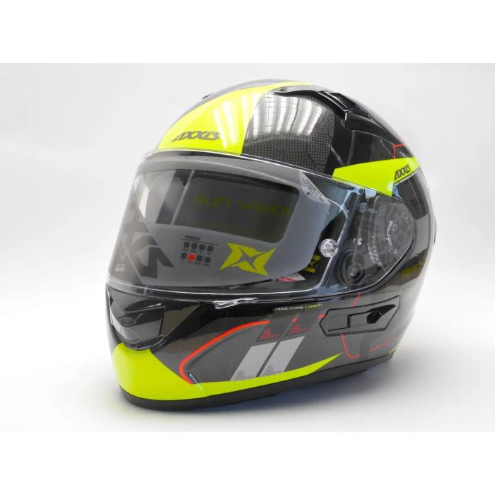 integrální přilba Axxis Racer GP Carbon SV Spike černá lesklá/žlutá fluo/červená, Velikost L