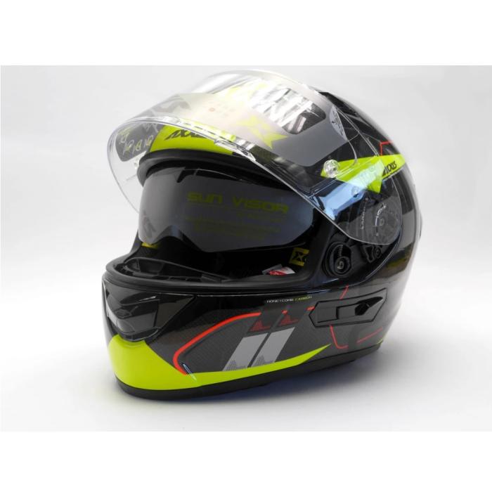 integrální přilba Axxis Racer GP Carbon SV Spike černá lesklá/žlutá fluo/červená, Velikost L