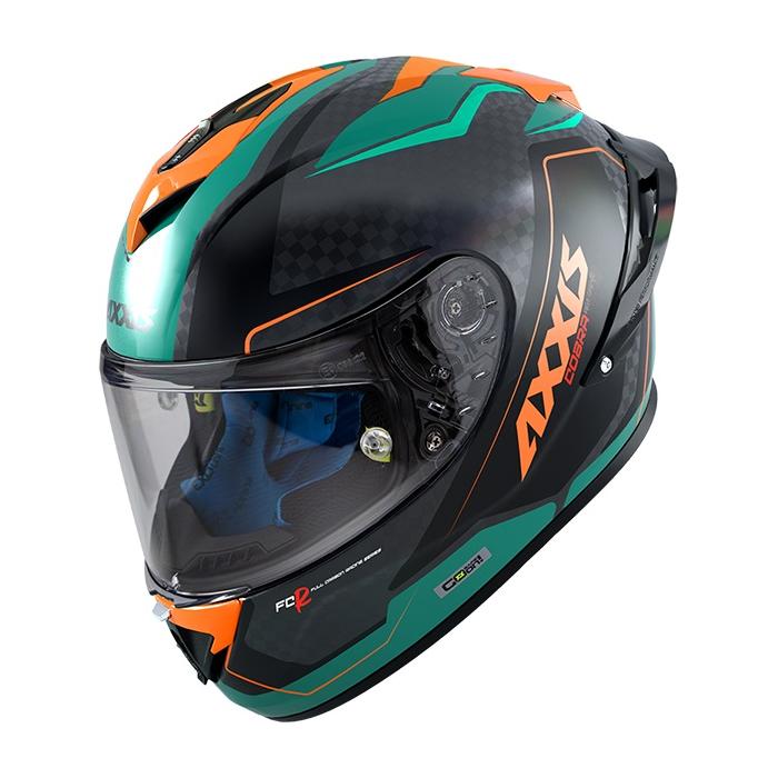 integrální přilba Axxis Cobra Rage zelená/oranžová/carbon, Velikost S