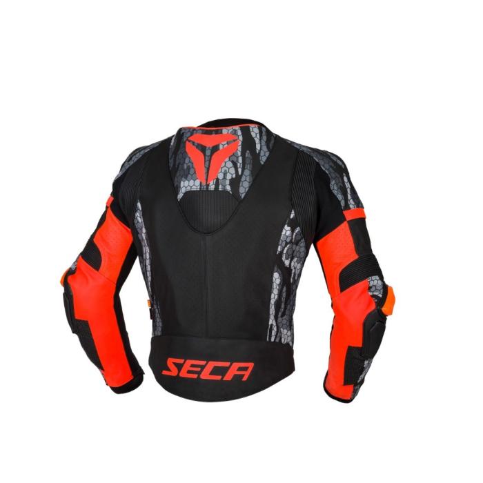 kožená moto bunda Seca SRS II černá/fluo červená, Velikost L