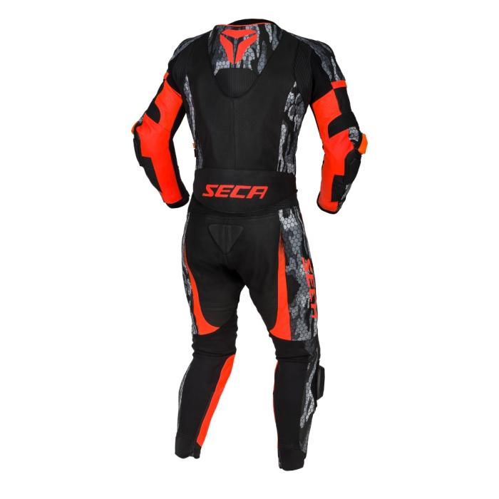 kožené moto kalhoty Seca SRS II černá/fluo červená, Velikost L