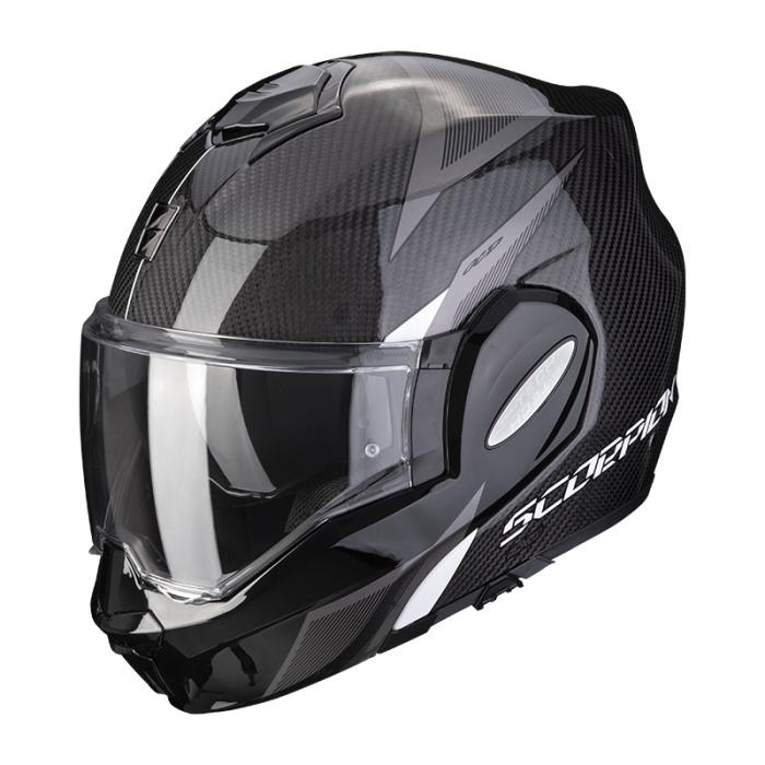 vyklápěcí přilba Scorpion EXO-Tech Evo Carbon TOP černo/bílá, Velikost XS