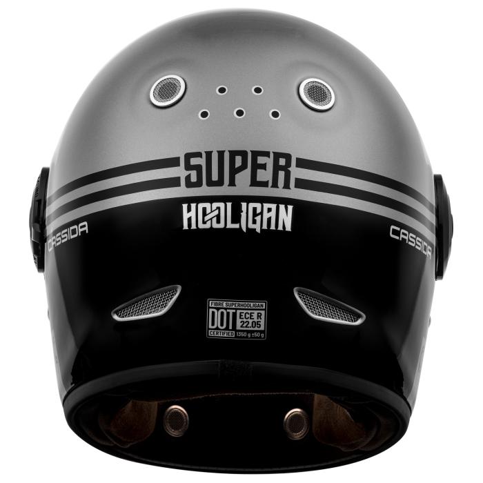 retro přilba Cassida Fibre Super Hooligan černá/metalická šedá, Velikost XL