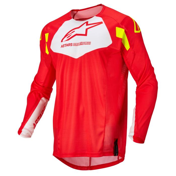 dětský motokrosový dres Alpinestars Racer Factory červená fluo/bílá/žlutá fluo