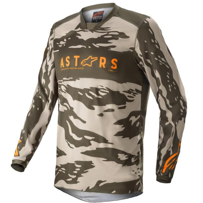 dětský motokrosový dres Alpinestars Racer Tactical zelená/pískový maskáč/mandarinka, Velikost M