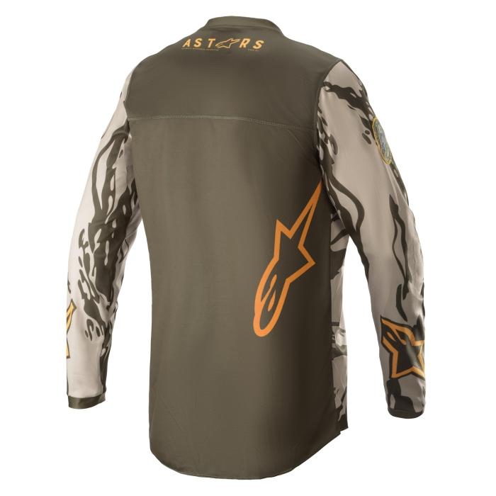 dětský motokrosový dres Alpinestars Racer Tactical zelená/pískový maskáč/mandarinka, Velikost L