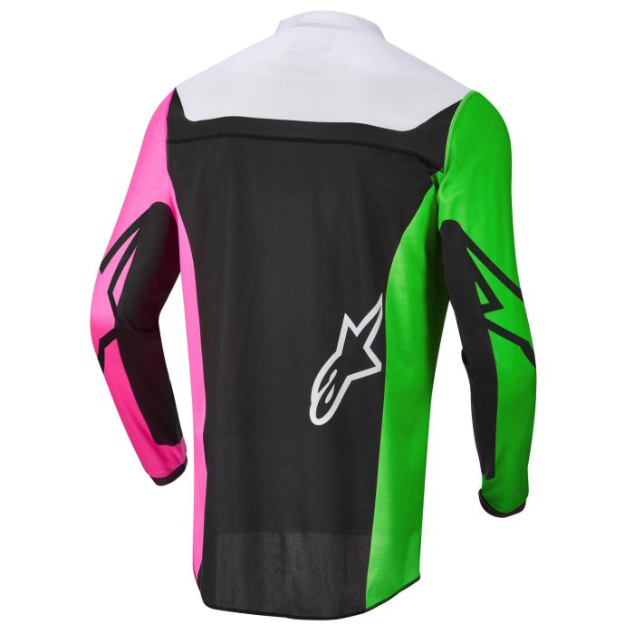 dětský motokrosový dres Alpinestars Racer Compass černá/zelená neon/růžová fluo, Velikost L