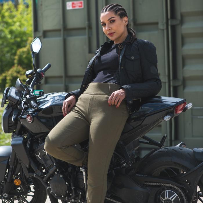 dámské moto kalhoty Oxford Super Leggings 2.0 khaki, Velikost 10