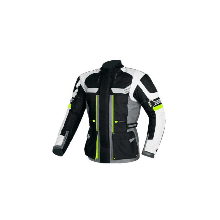 textilní moto bunda Maxx NF2206 černá/bílá/šedá/žlutá fluo, Velikost XS