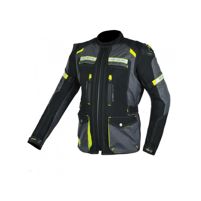 textilní moto bunda Maxx NF2210 černá/šedá/žlutá fluo