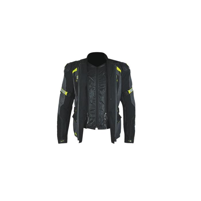 textilní moto bunda Maxx NF2210 černá/šedá/žlutá fluo, Velikost 4XL