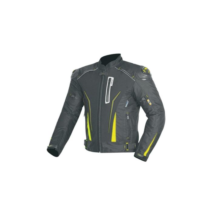 textilní moto bunda Maxx NF2111 černá/žlutá fluo, Velikost 4XL