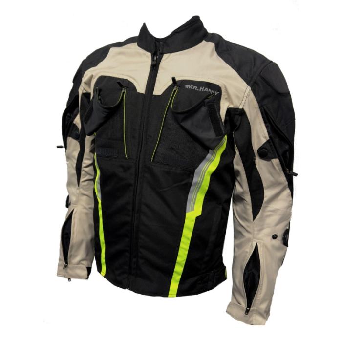 textilní moto bunda Moto 3 černá/světle šedá/žlutá fluo, Velikost 4XL