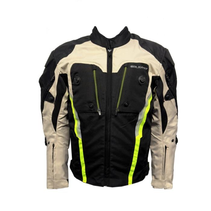 textilní moto bunda Moto 3 černá/světle šedá/žlutá fluo, Velikost 4XL