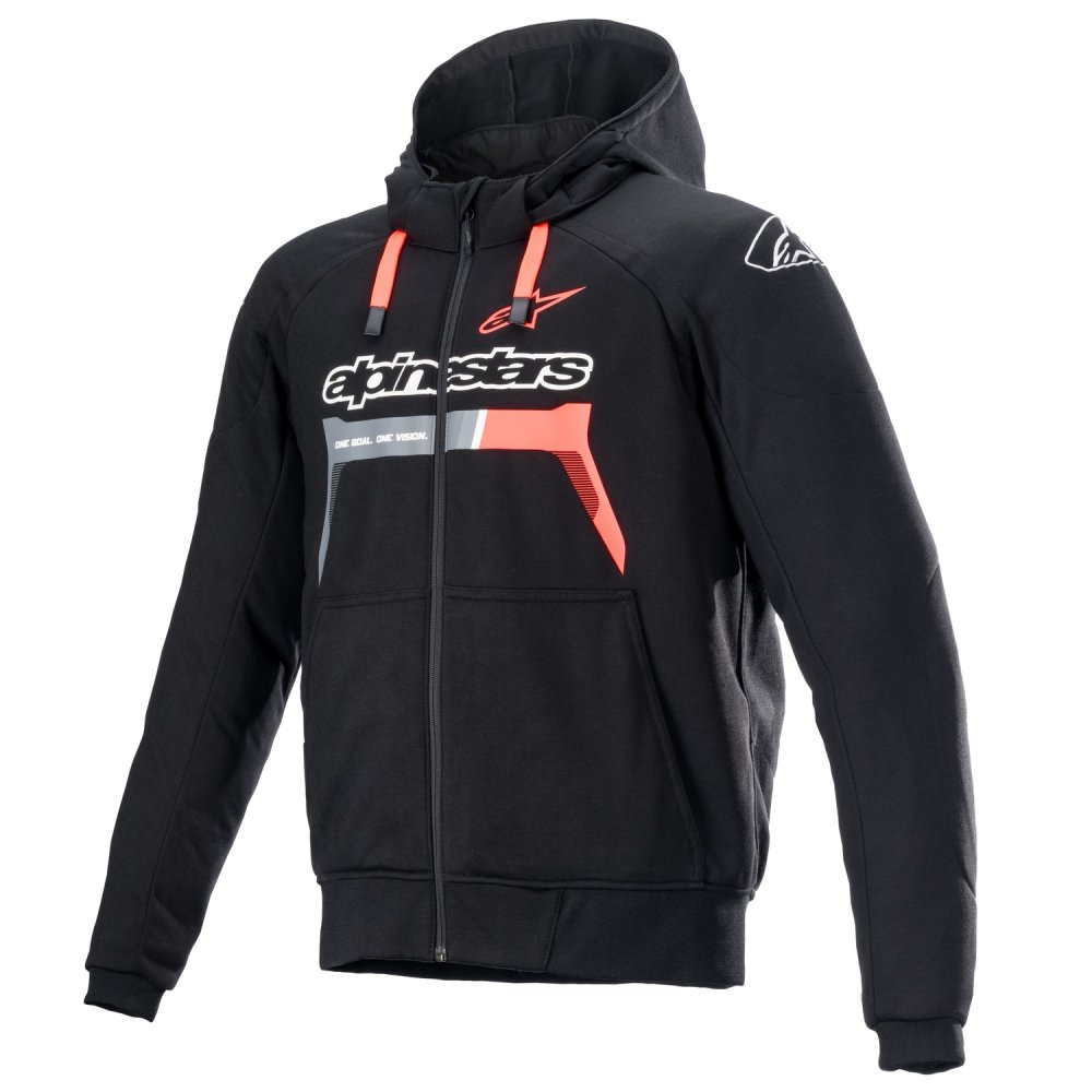 bunda CHROME IGNITION HOODIE, ALPINESTARS (černá/červená fluo/šedá/bílá) 2025