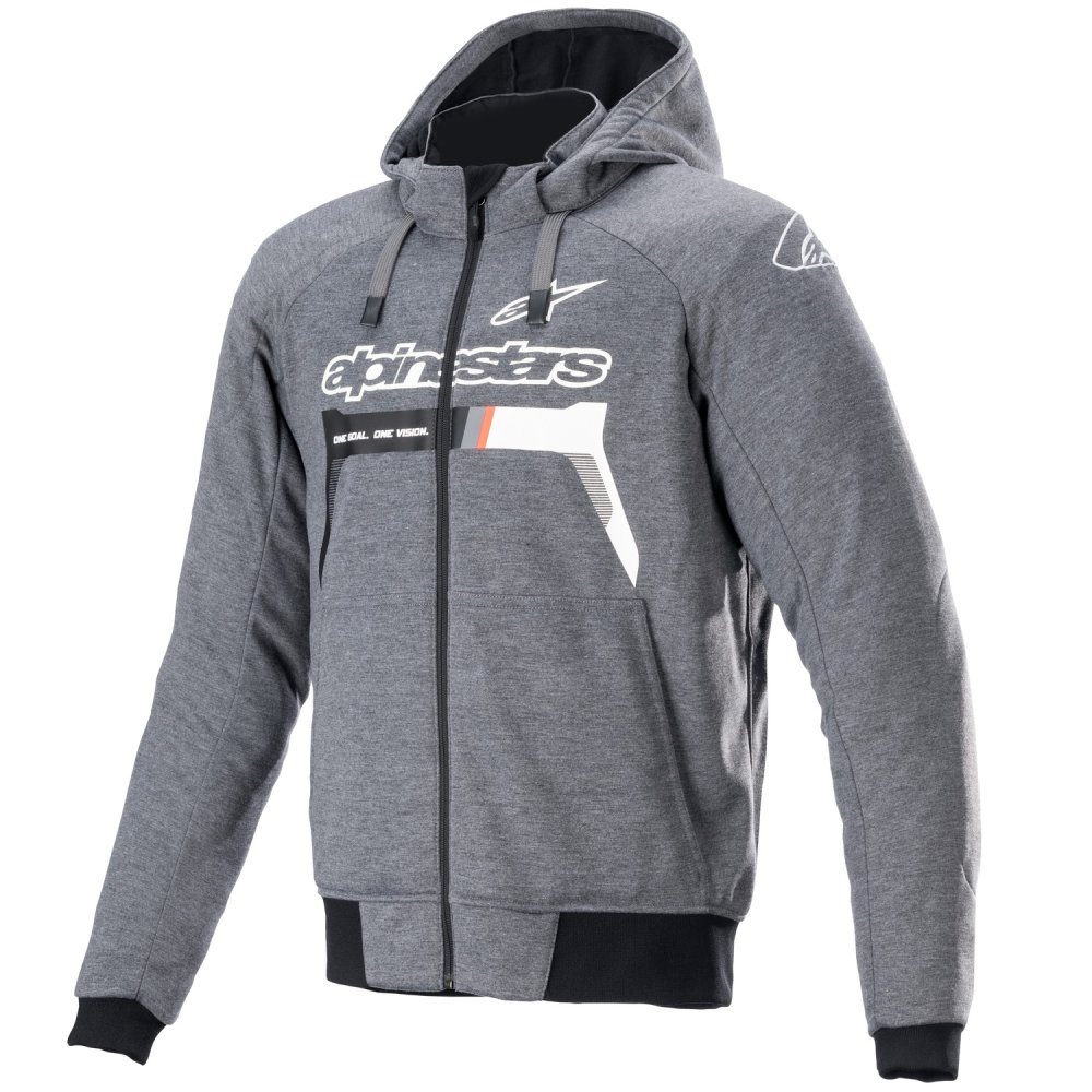 bunda CHROME IGNITION HOODIE, ALPINESTARS (šedá/bílá/černá/červená) 2025