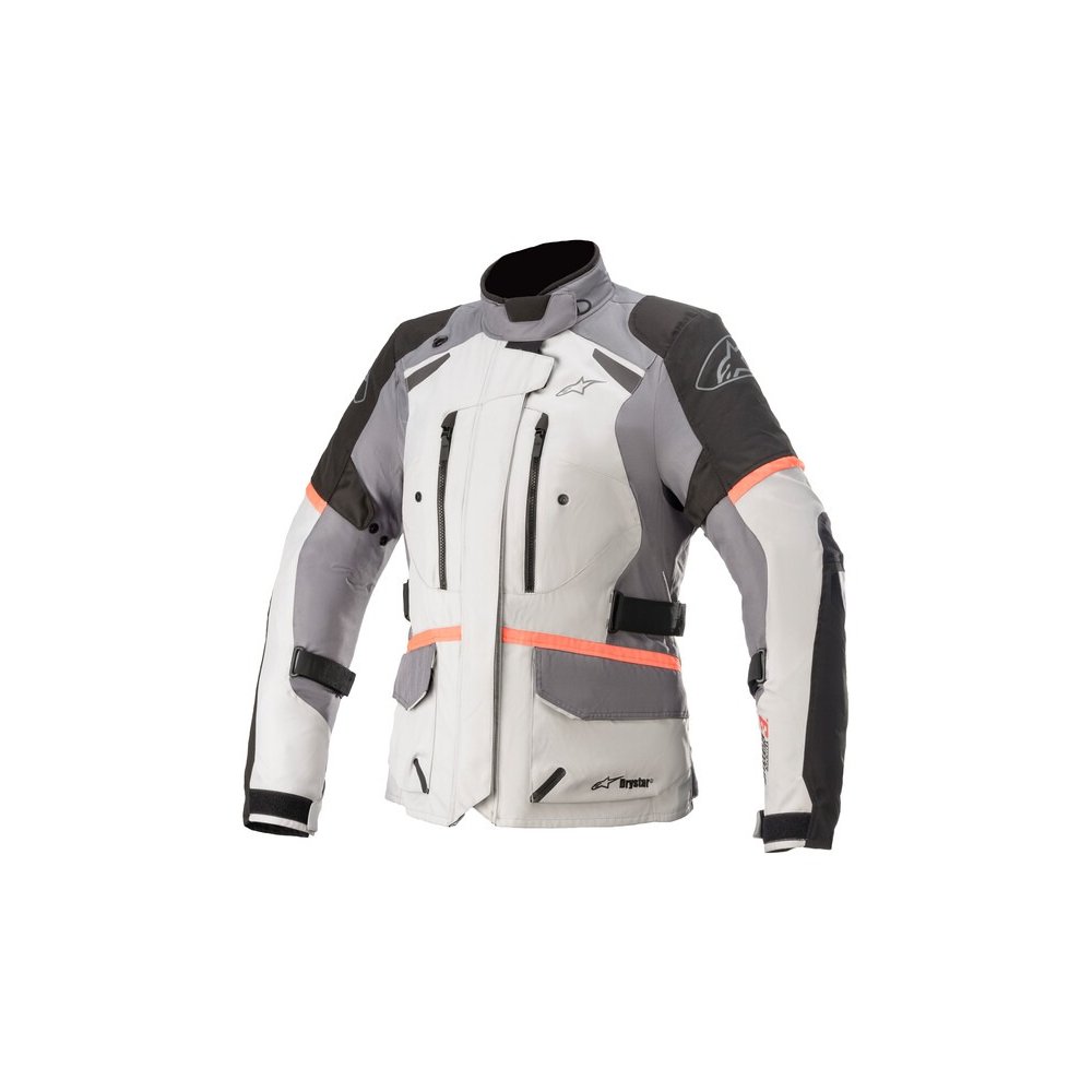 bunda STELLA ANDES DRYSTAR, TECH-AIR 5 kompatibilní, ALPINESTARS, dámská (světle šedá/tmavě šedá/černá/růžová fluo) 2025