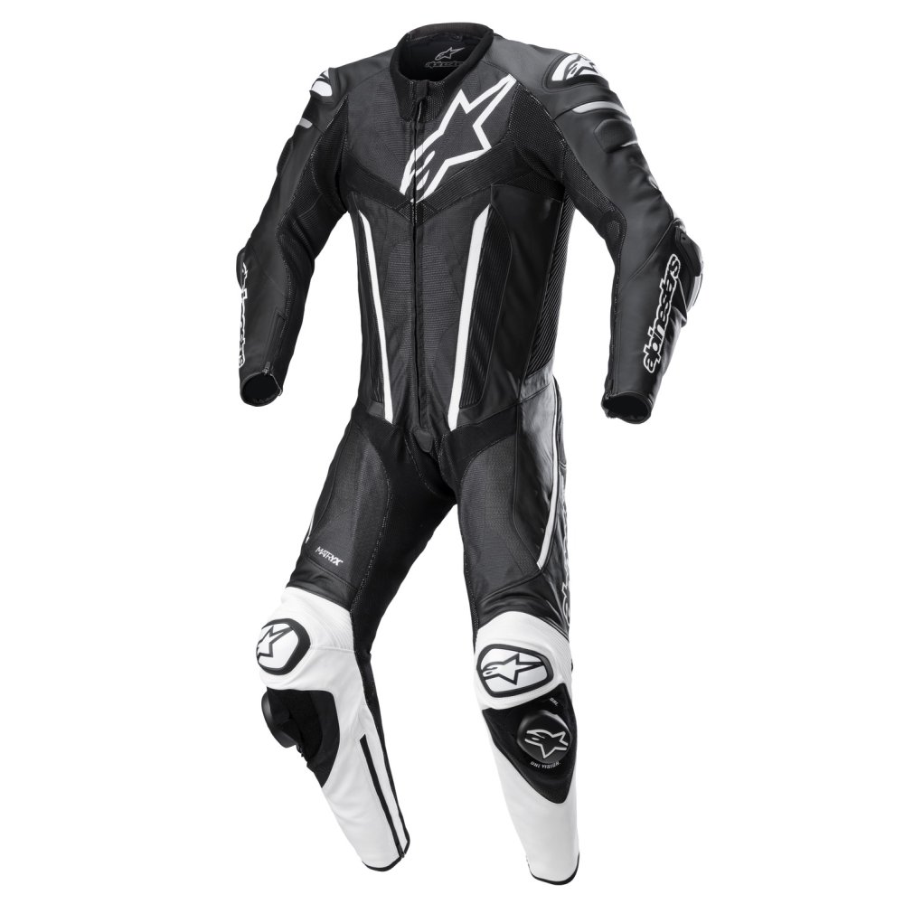 jednodílná kombinéza FUSION, TECH-AIR kompatibilní, ALPINESTARS (černá/bílá)