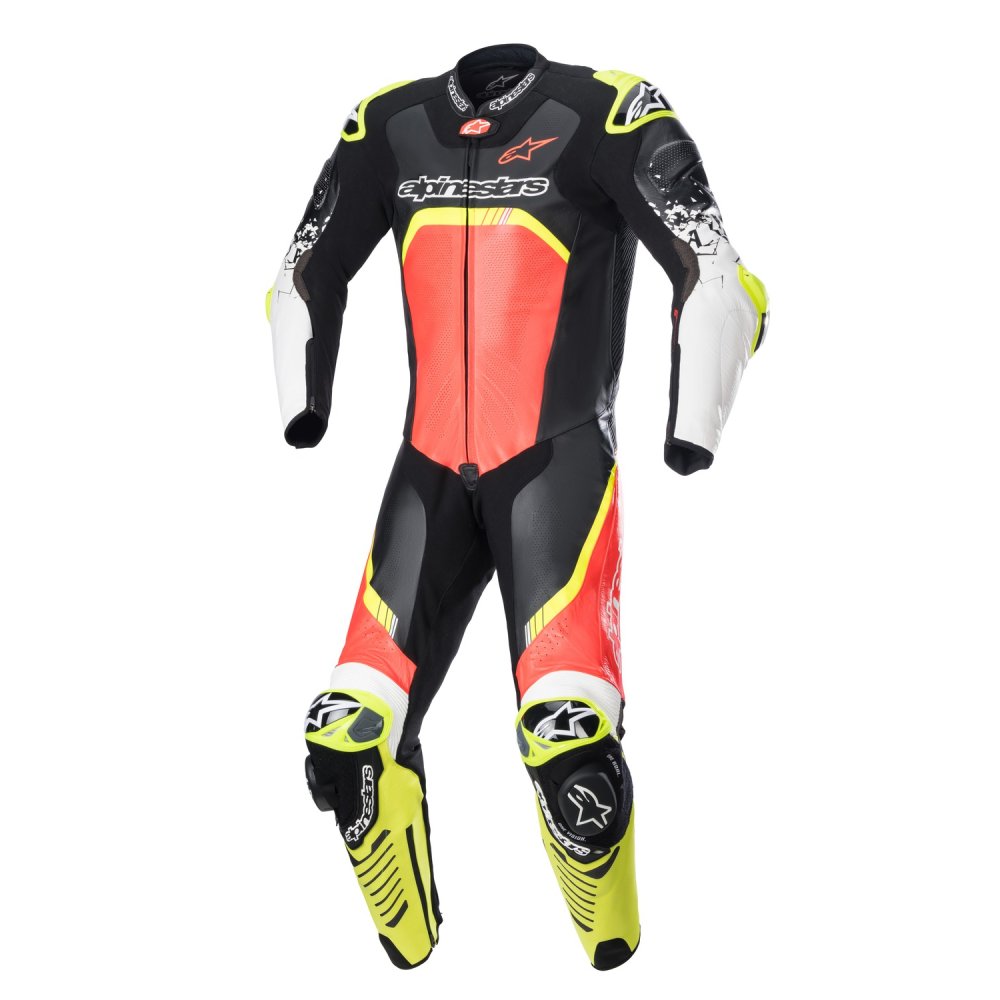 jednodílná kombinéza GP TECH 4, TECH-AIR kompatibilní, ALPINESTARS (červená fluo/žlutá fluo/černá/bílá) 2025