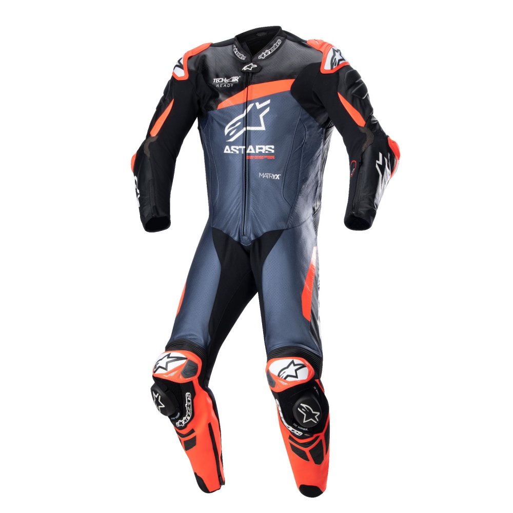 jednodílná kombinéza GP PLUS 4, TECH-AIR kompatibilní, ALPINESTARS (černá/červená fluo/tmavě modrá) 2024