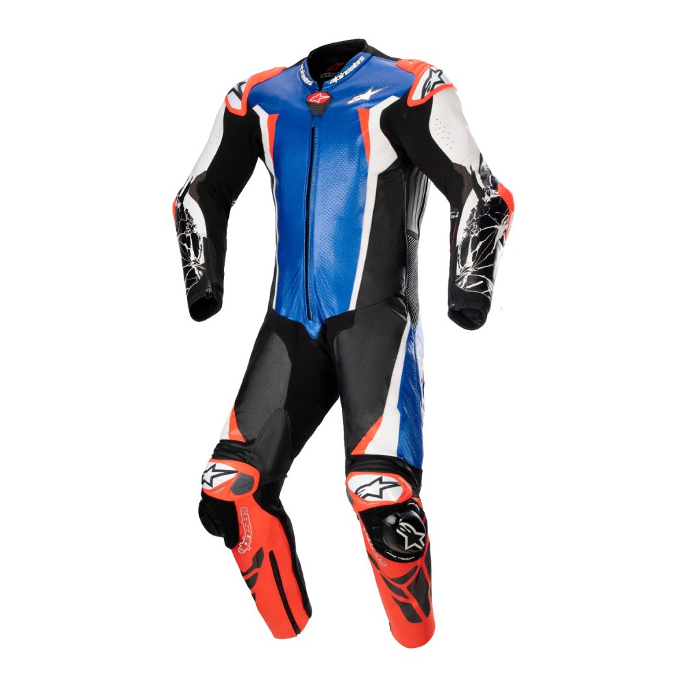 jednodílná kombinéza RACING ABSOLUTE 2, TECH-AIR kompatibilní, ALPINESTARS (metalická modrá/černá/bílá/červená fluo) 2025