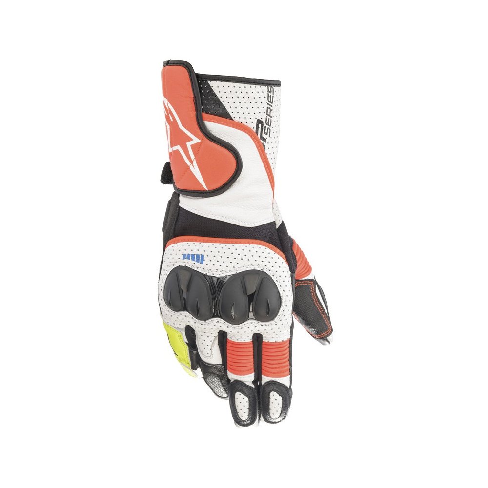 rukavice SP-2, ALPINESTARS (bílá/červená fluo/černá) 2025