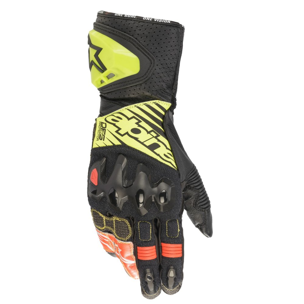 rukavice GP TECH 2, ALPINESTARS (černá/žlutá fluo/bílá/červená fluo) 2025