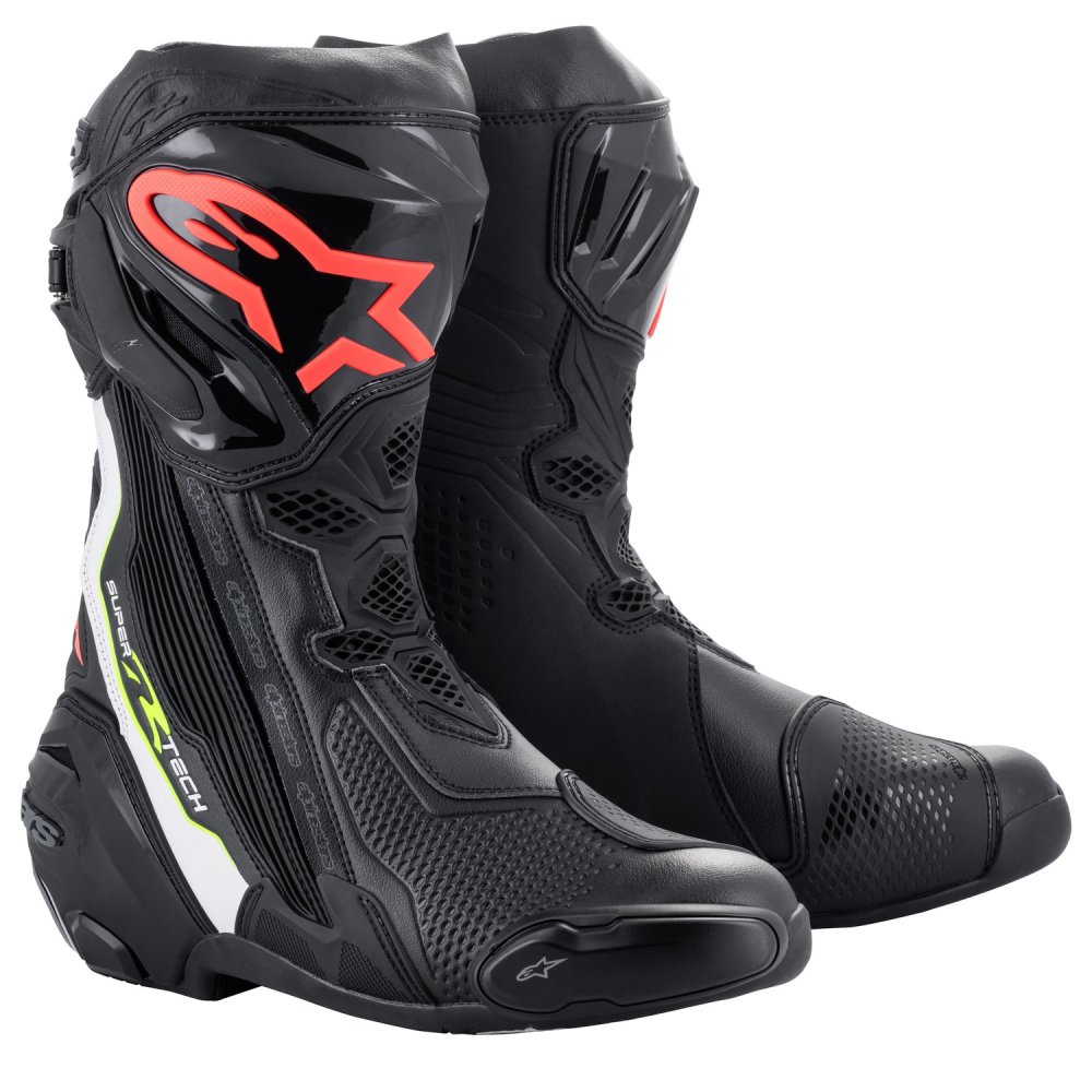 boty SUPERTECH R, ALPINESTARS (černá/bílá/červená fluo/žlutá fluo) 2025