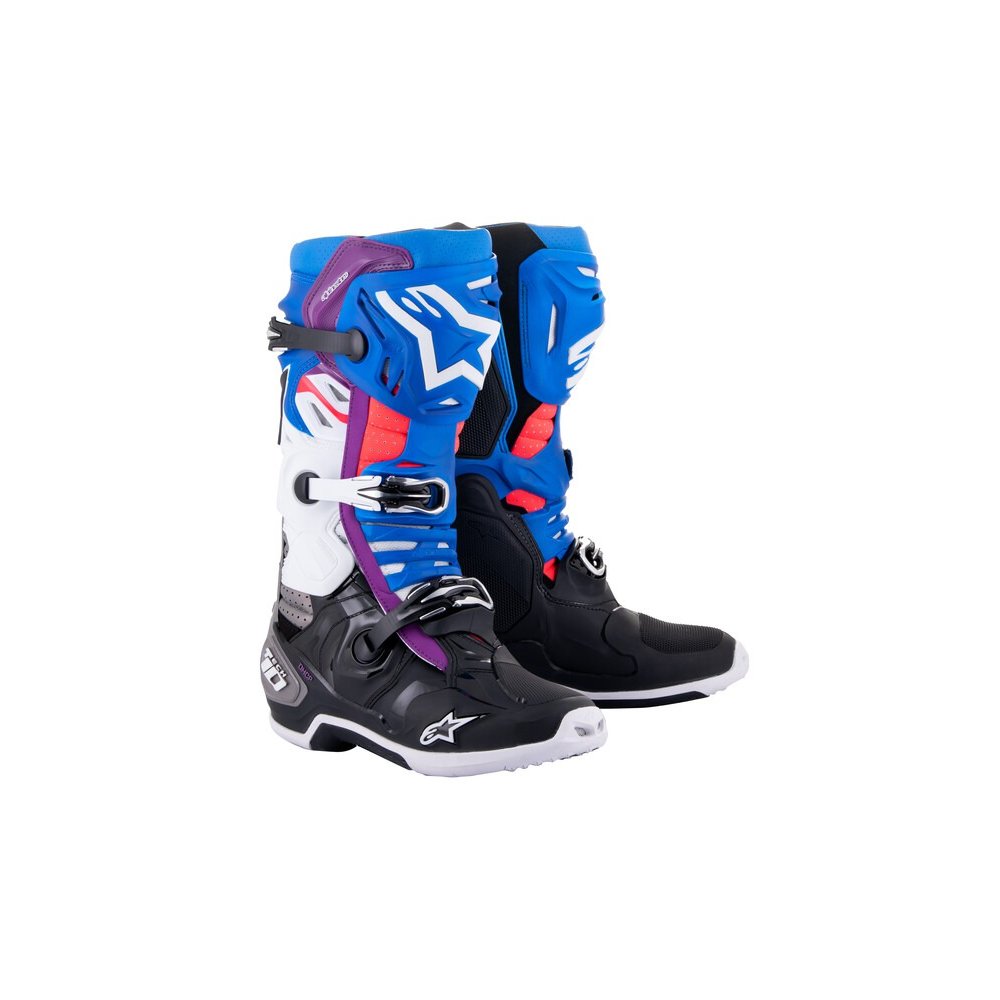 boty TECH 10 SUPERVENTED, ALPINESTARS, perforované (modrá/fialová/růžová/bílá/šedá/černá) 2025