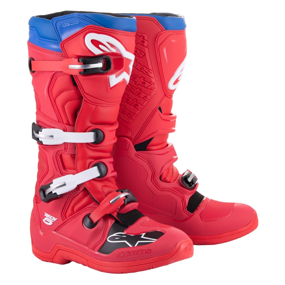 boty TECH 5, ALPINESTARS (červená/modrá/bílá/černá) 2025