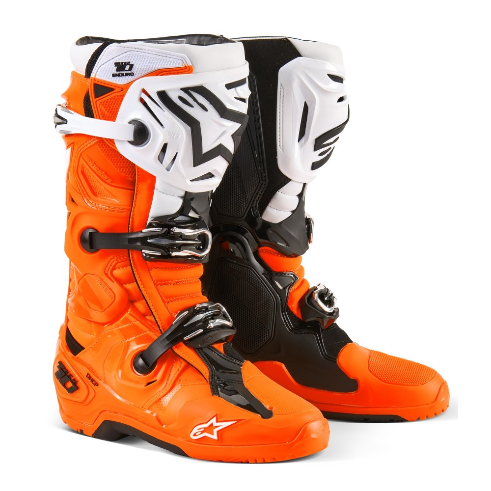 boty TECH 10 ENDURO, ALPINESTARS (oranžová fluo/černá/bílá) 2025