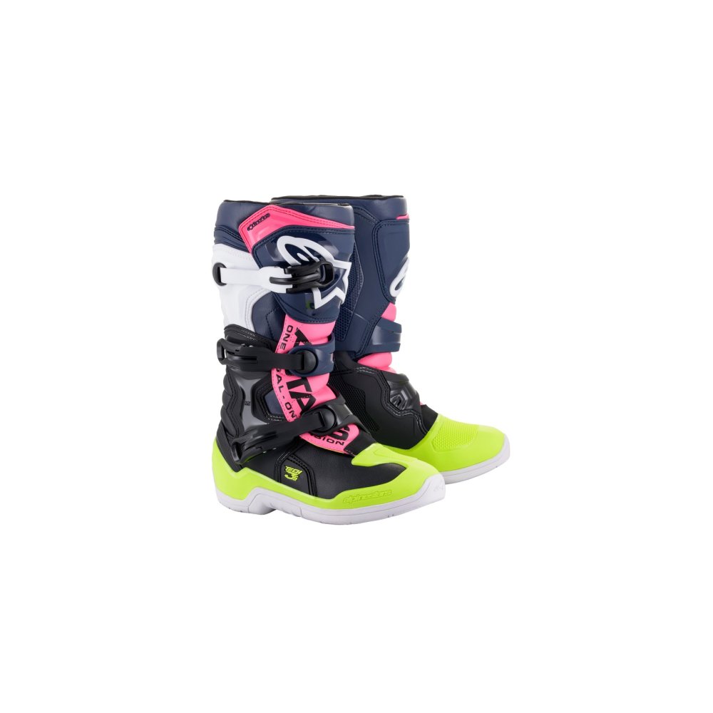 boty TECH 3S YOUTH, ALPINESTARS, dětské (černá/modrá/růžová/žlutá fluo)