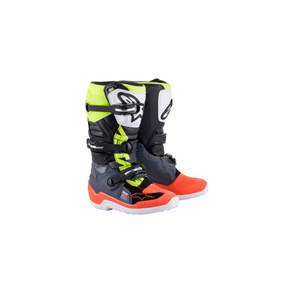 boty TECH 7 S, ALPINESTARS, dětské (šedá/červená fluo/žlutá fluo) 2025