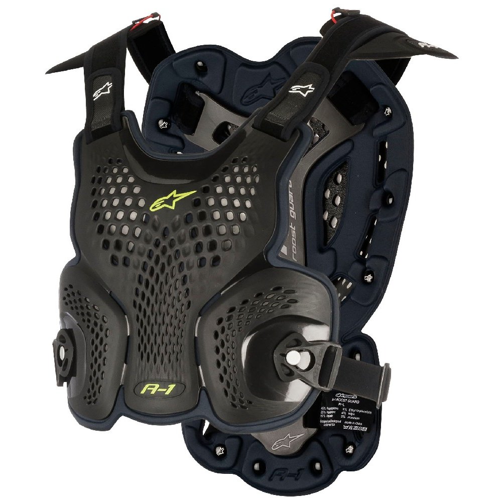 chránič těla A-1 ROOST GUARD certifikace CE2, ALPINESTARS (černý antracit/žlutý fluo) 2025