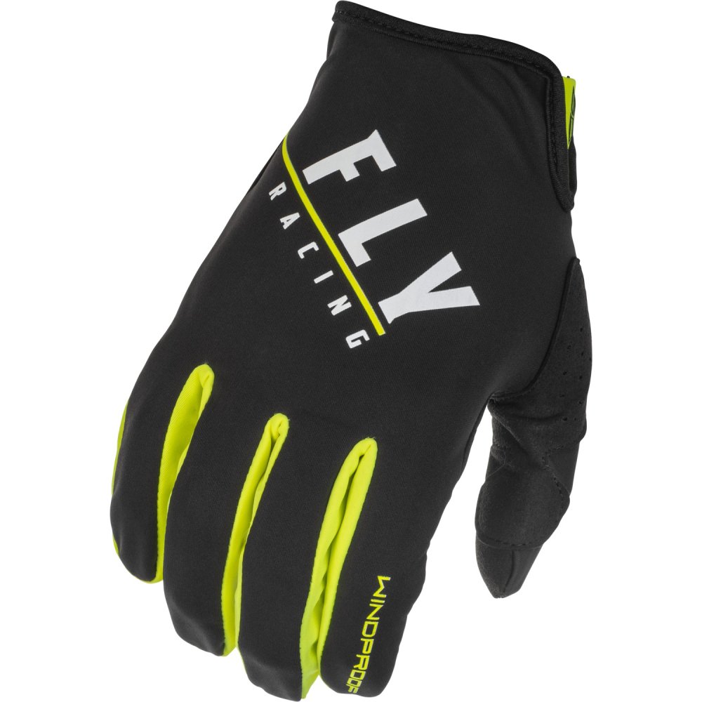 rukavice WINDPROOF, FLY RACING - USA (černá/HI-Vis)