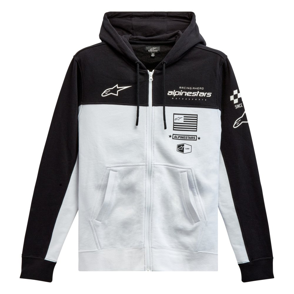 mikina H BLOCK HOODIE, ALPINESTARS (černá/bílá)