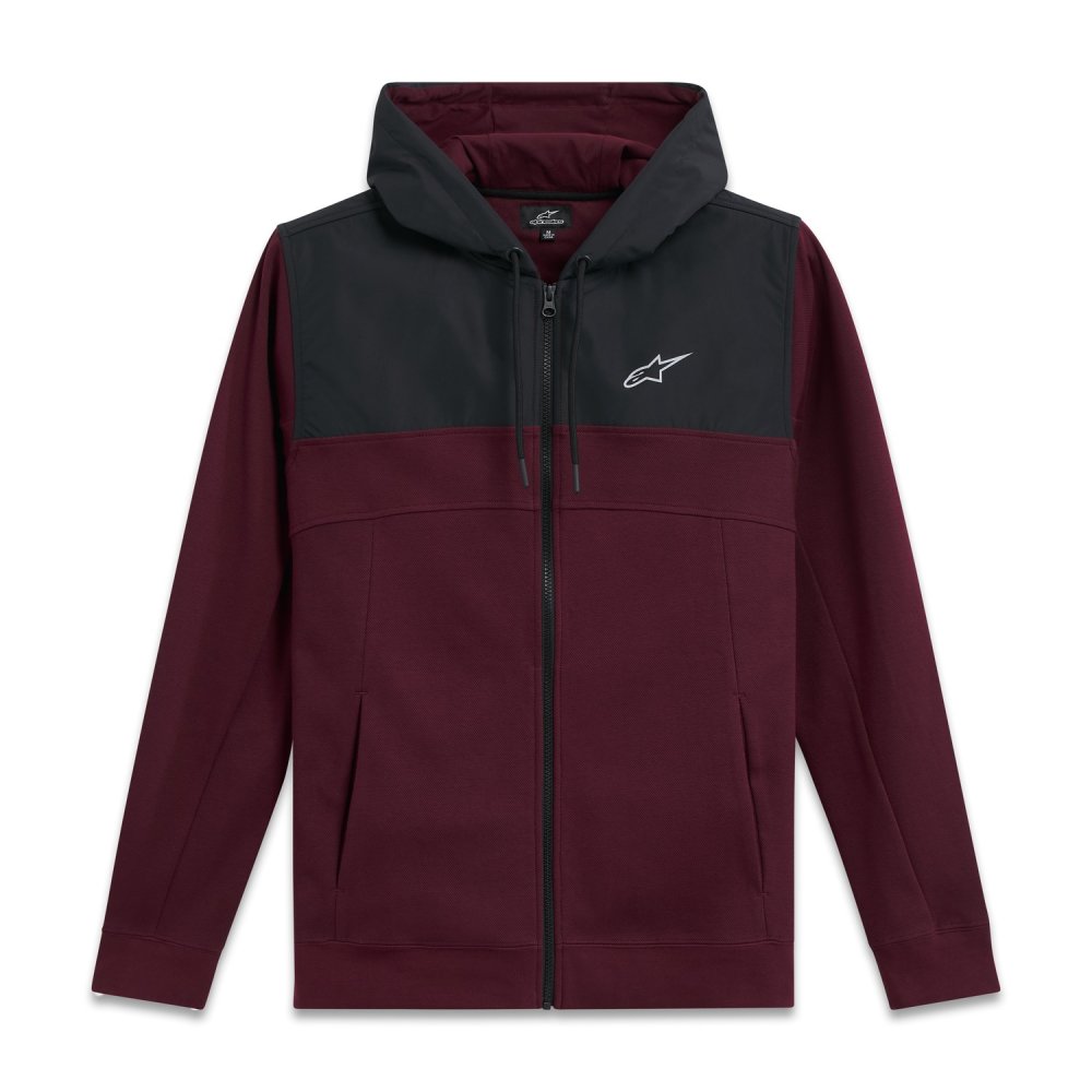 mikina RECKONING HOODIE, ALPINESTARS (červená burgundy/šedá)