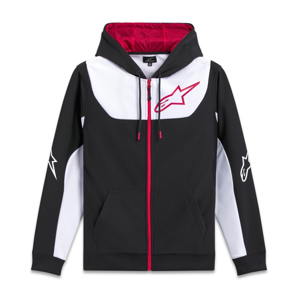 mikina SESSIONS 3 HOODIE, ALPINESTARS (černá/bílá/červená)