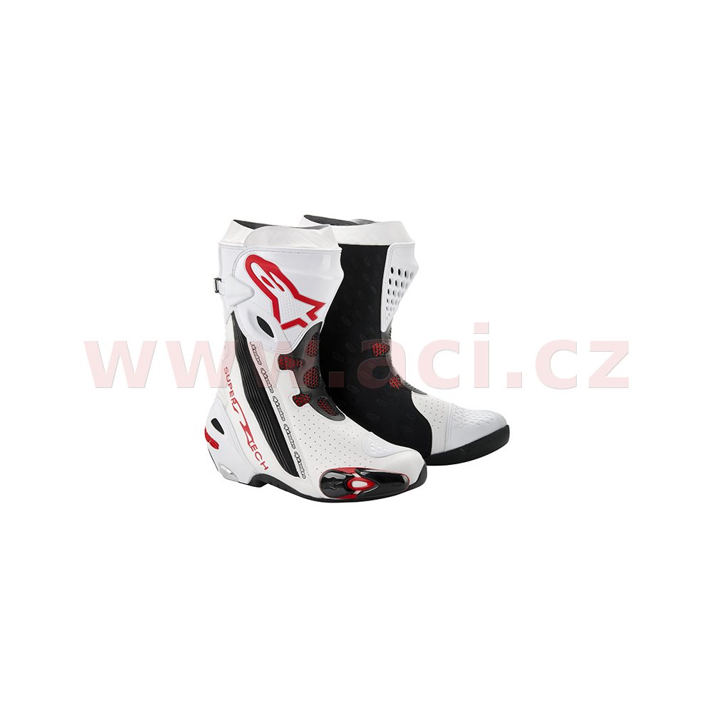 boty SUPERTECH R, ALPINESTARS (bílé/červené, perforovaná kůže)