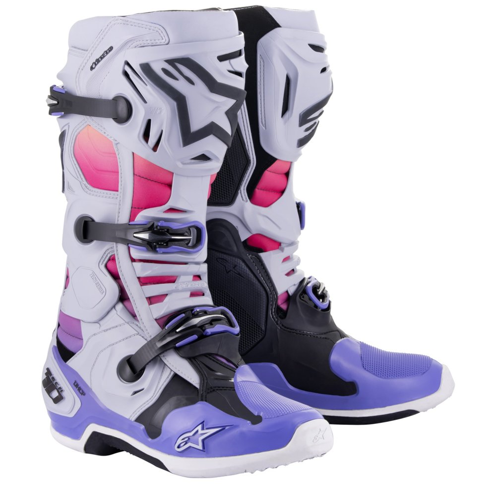 boty TECH 10 limitovaná edice DAYTONA, ALPINESTARS (světle šedá/oranžová fluo/fialová)