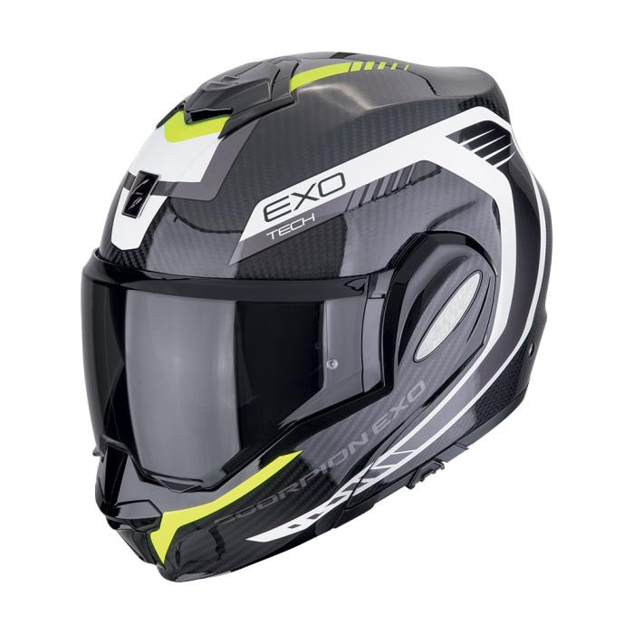 výklopná hema na motorku Scorpion EXO-Tech Evo Carbon Cosy černo/fluo žlutá, Velikost XXL