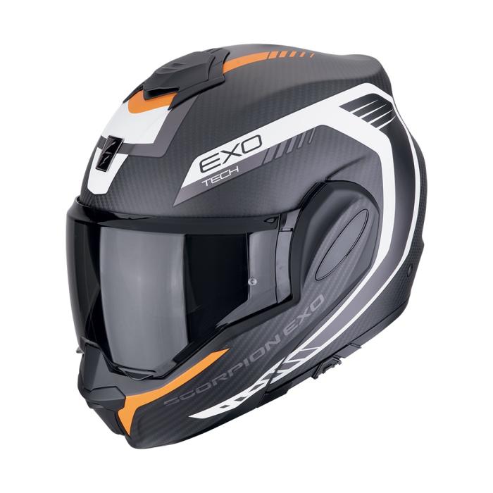 helma na motorku Scorpion EXO-Tech Evo Carbon Cosy matná černo/oranžová, Velikost S