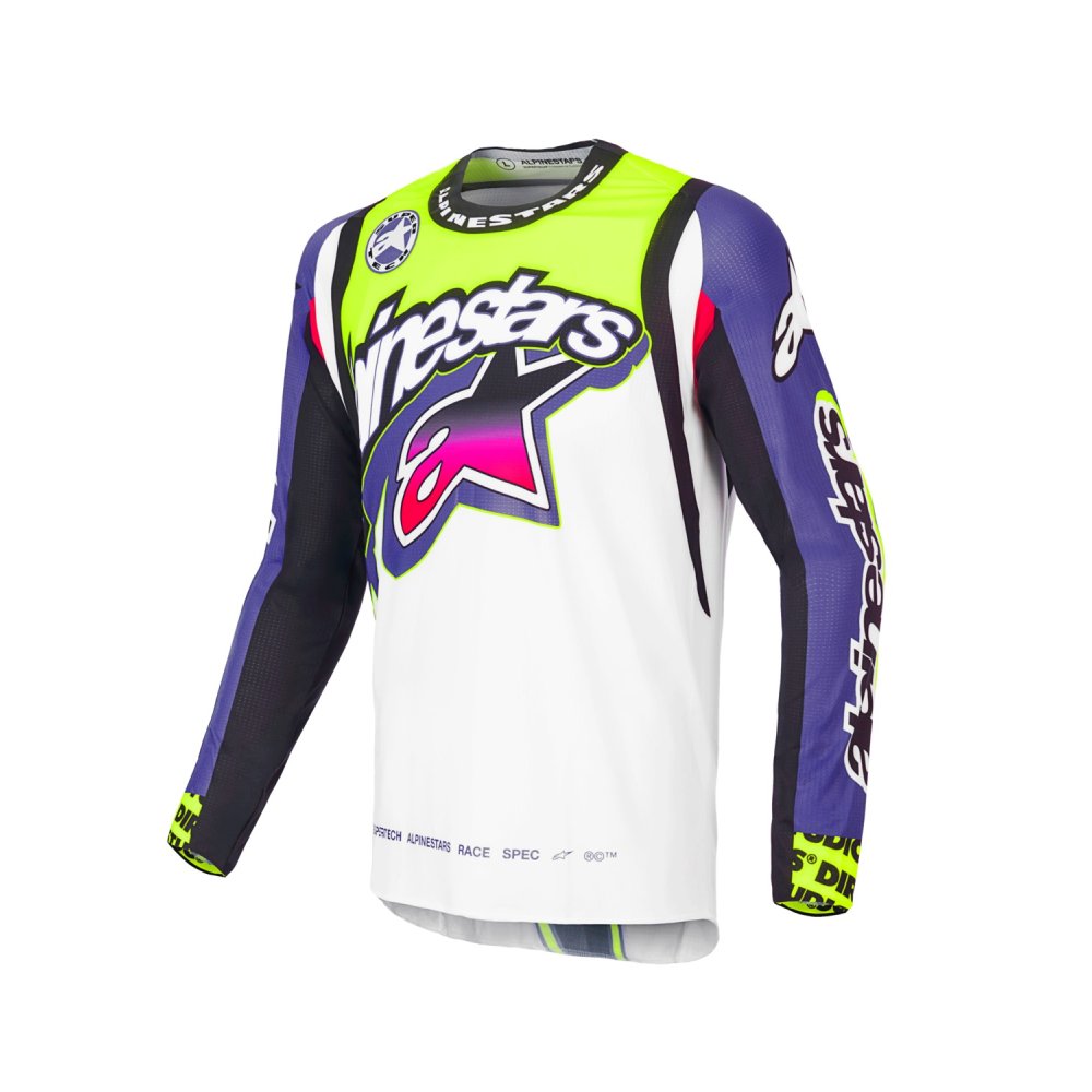 dres SUPERTECH SX limitovaná edice DIRT STUDIOS, ALPINESTARS (bílá/fialová/růžová/žlutá fluo) 2025