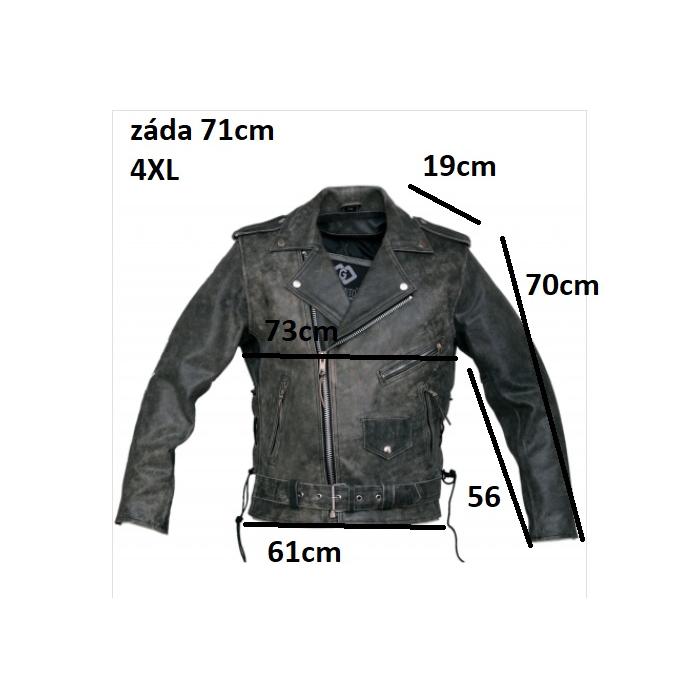 kožená moto bunda křivák Vintage, Velikost 4XL