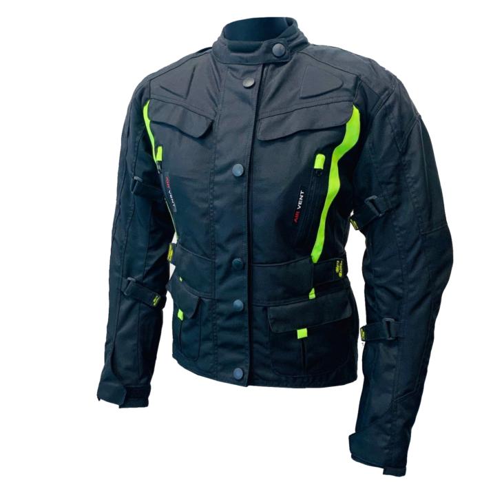 dámská bunda na motorku TP černá/žlutá fluo, Velikost 4XL