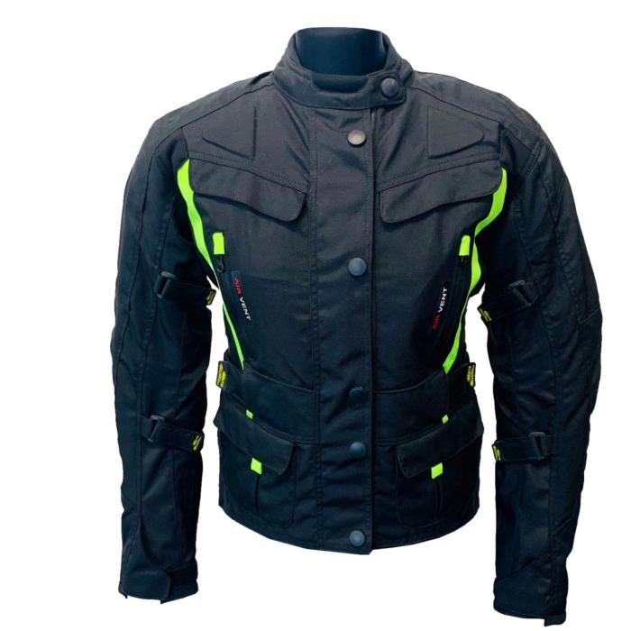 dámská moto bunda TP černá/žlutá fluo, Velikost XL