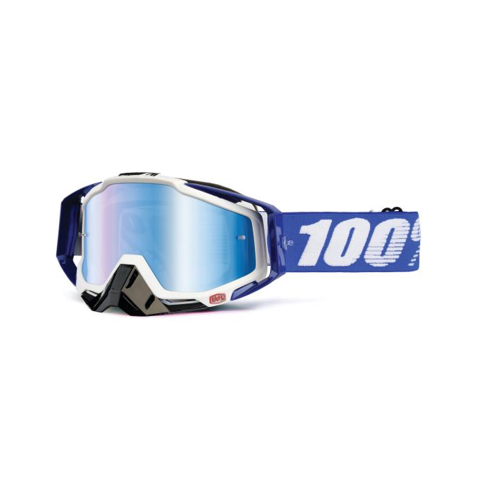 brýle na motokros 100% Racecraft Cobalt Blue(modré chrom plexi + čiré plexi + chránič nosu + 20 strhávaček)