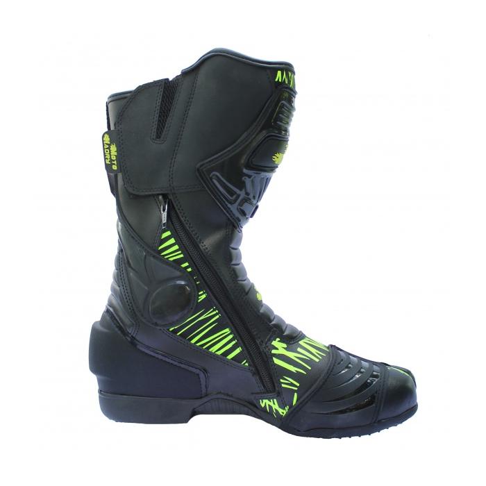 boty na motorku Racing Boot černá/zelená fluo, Velikost bot 42