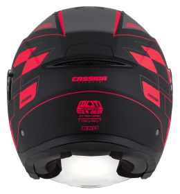 otevřená helma Cassida Jet Tech RoxoR černá matná/červená fluo/šedá