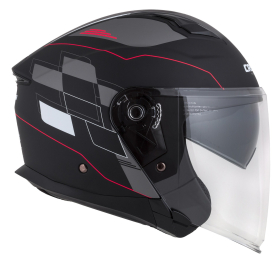 otevřená helma Cassida Jet Tech RoxoR černá matná/bílá/červená/šedá